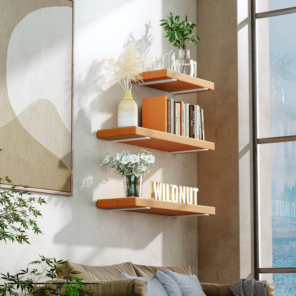 Floating Shelf Brackets 10 Inch 6 Pack, Hidden L Brackets for Shelves White