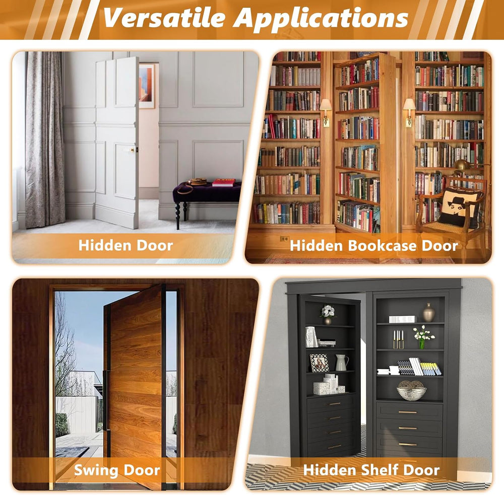 Hidden Door Pivot Hinge, 570LBS Load Capacity Heavy Duty Hidden Door Bookcase...