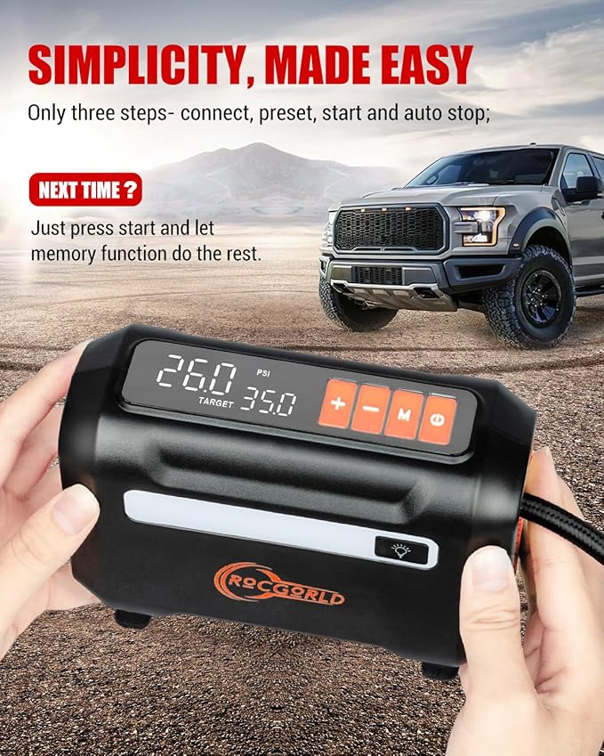 R8 Tire Inflator Portable Air Compressor, DC 12V Air Compressor