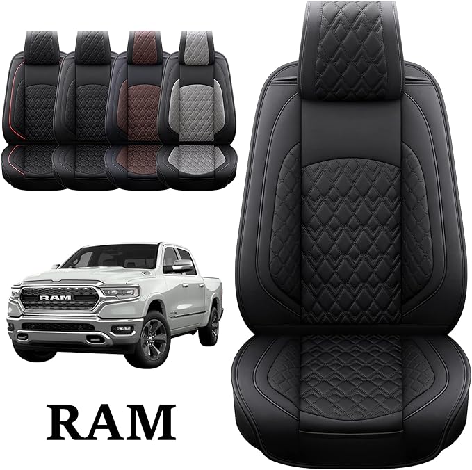 JOJOBAY Car Seat Covers for Dodge Ram 2 Pcs Front, Fit Ram 2009-2025