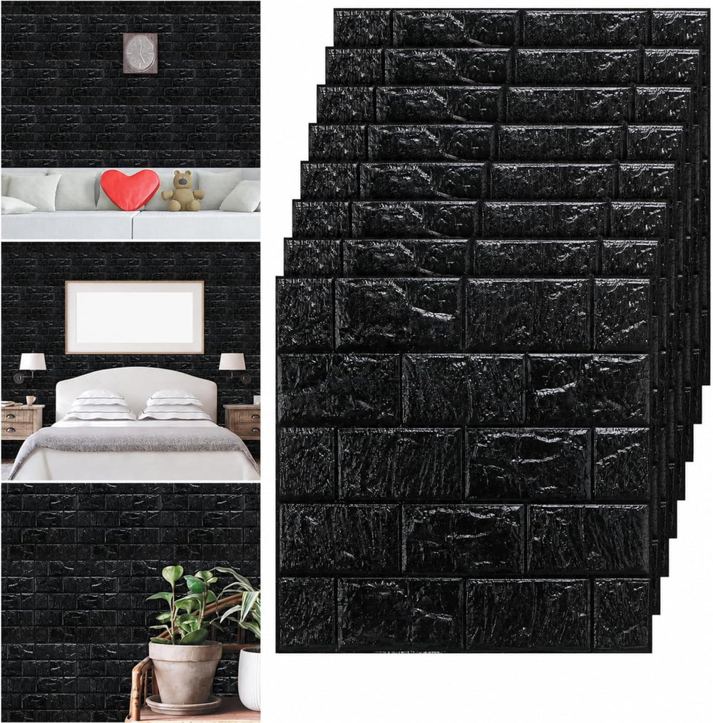 30 Pcs 3D Wall Panels Peel and Stick Wallpaper Foam, Black