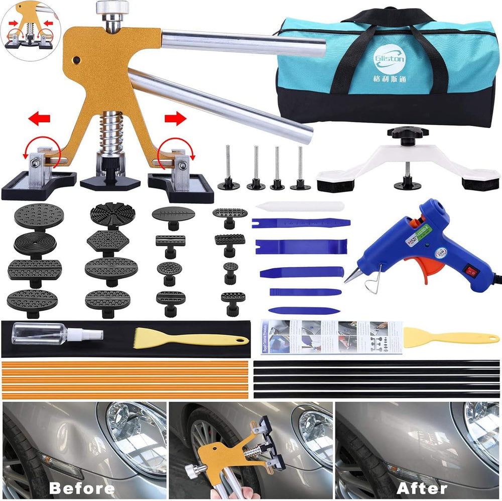GLISTON 45pcs Paintless Dent Repair Tool Dent Puller Kit, Adjustable Width, P...