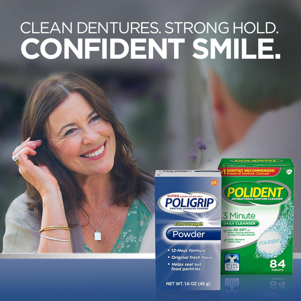 Super Poligrip Denture Adhesive Powder, 1.6 Ounces (Pack of 6)