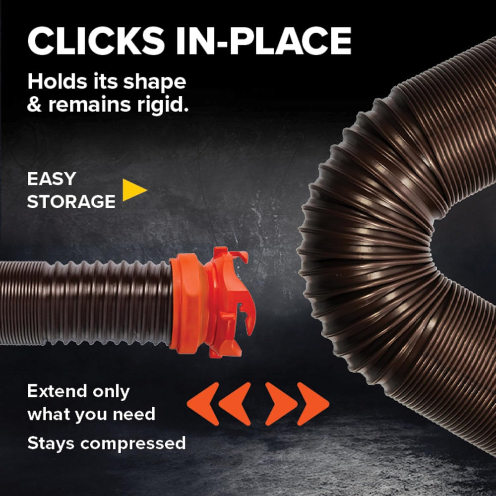 Camco RhinoFLEX 15 Ft Complete RV Sewer Hose Kit, Swivel Bayonet Fittings