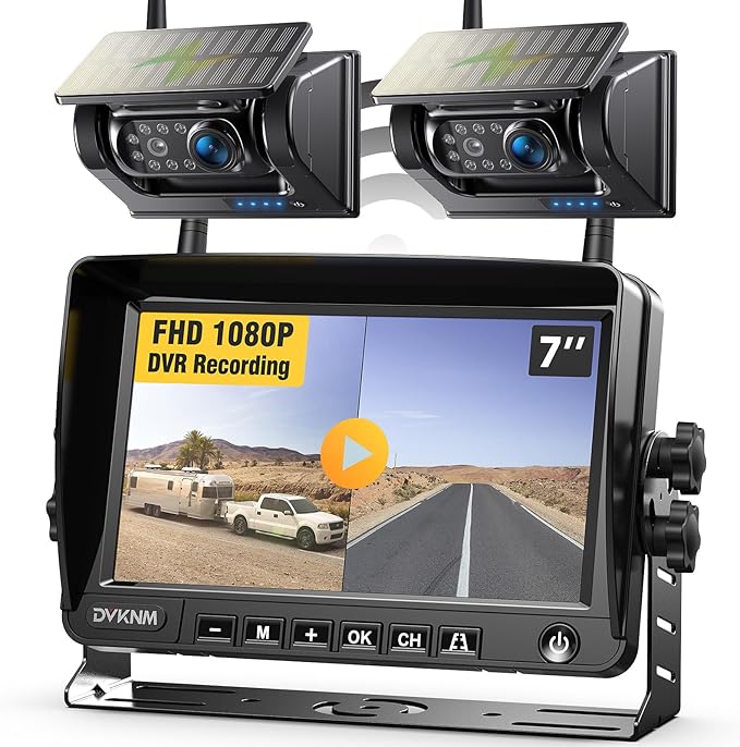 2 Magnetic Solar Wireless Backup Camera HD1080P 3 Mins DIY Installation DVR 7...
