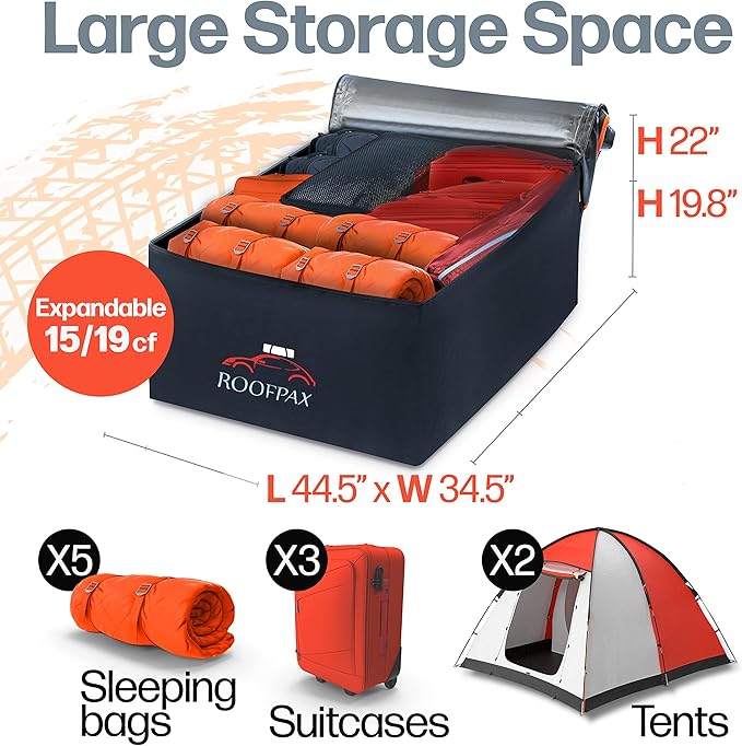 RoofPax Expandable 15/19 cft. Car Rooftop Cargo Carrier Bag Waterproof Storage
