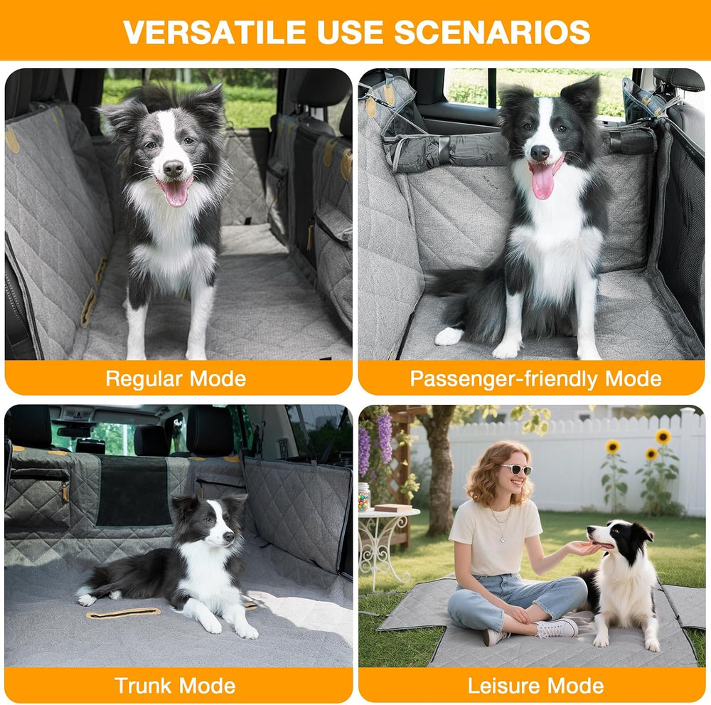 Dog Car Seat Cover for Back Seat, Hard Bottom Back Seat Extender for Dogs, Wa...