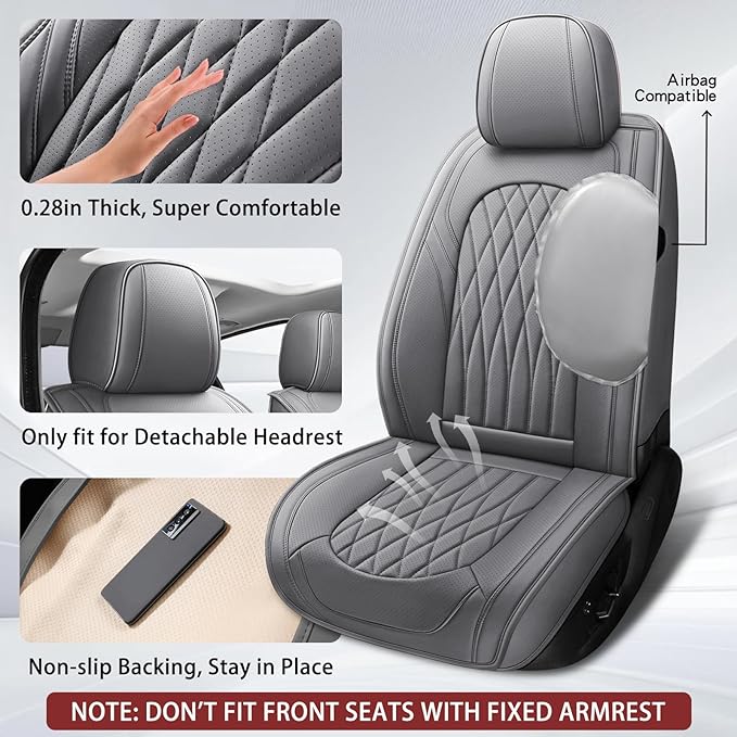 WELLDO Car Seat Covers Front Seats, Leather Seat Covers