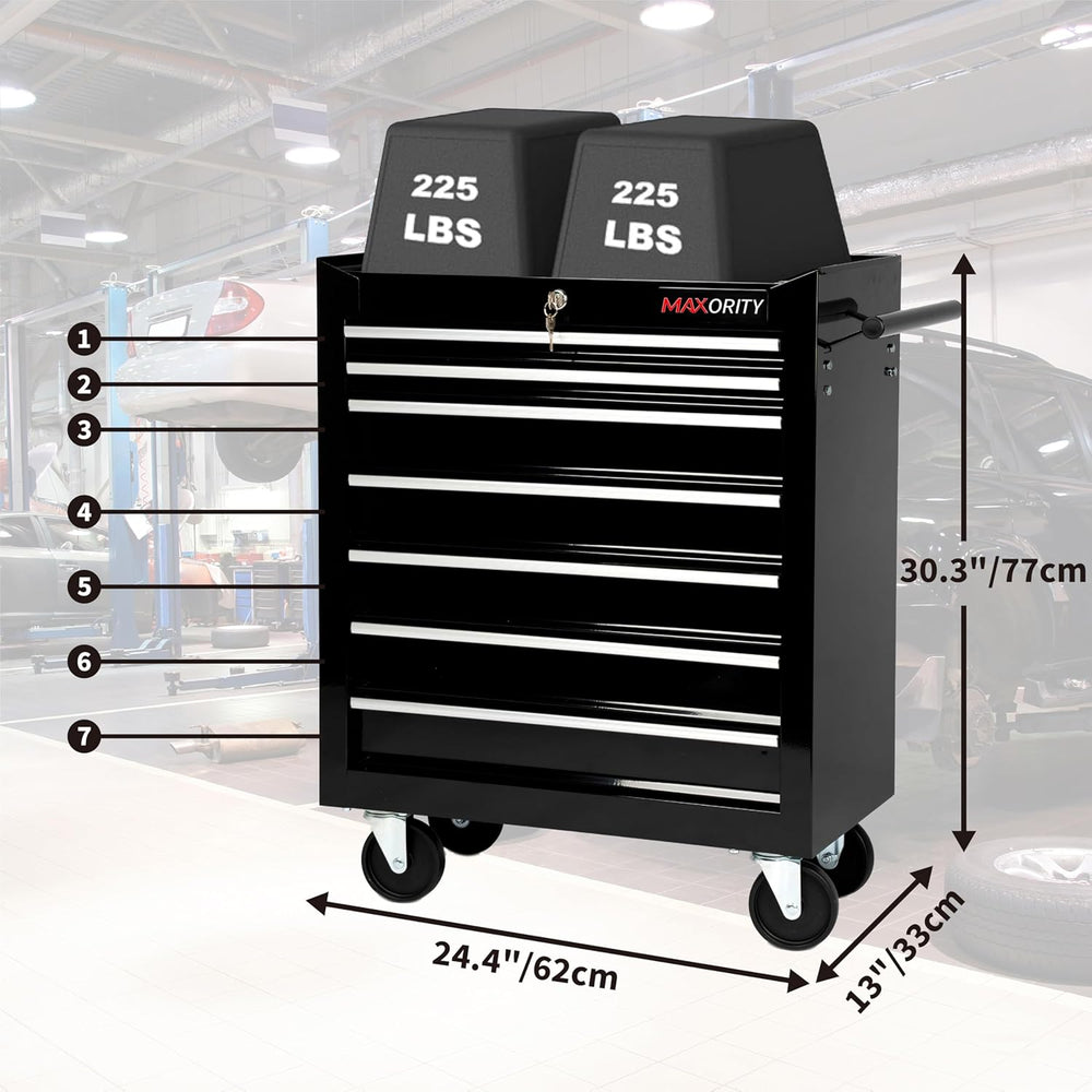 Maxority 7-Drawer Heavy-Duty Rolling Tool Chest Cabinet with Lock Mobile Cart...