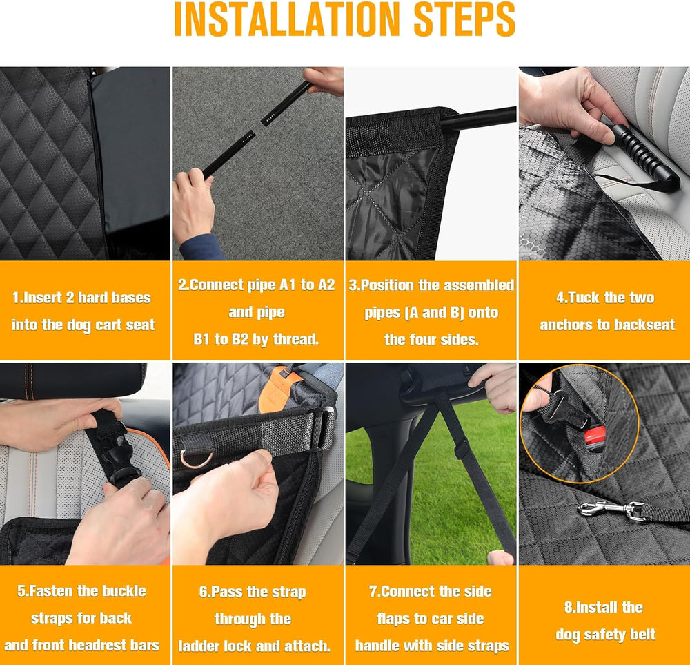 PETICON Large Dog Car Seat, Back Seat Extender for Dogs with Hard Bottom