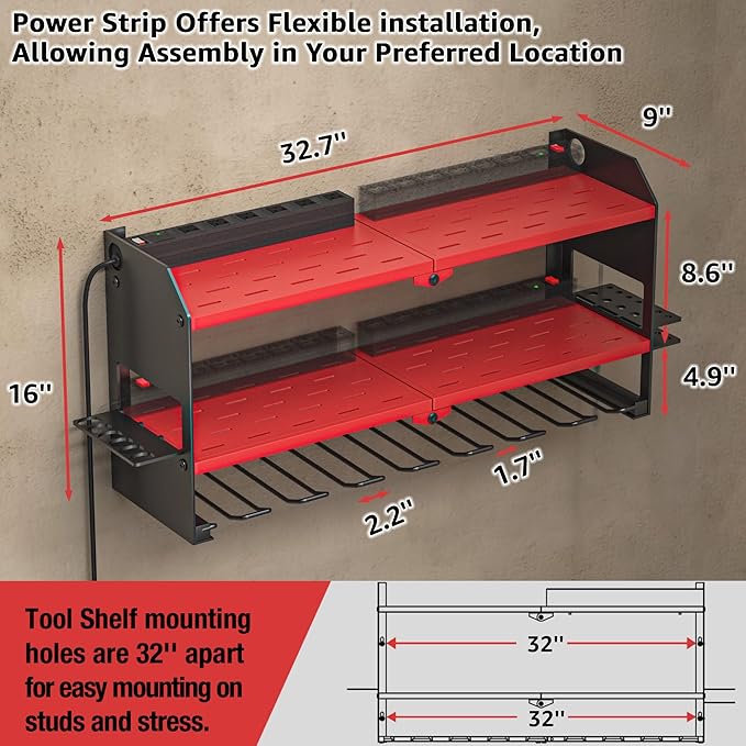 YYR Power Tool Organizer with Charging Station Wall Mount, Cordless Drill and