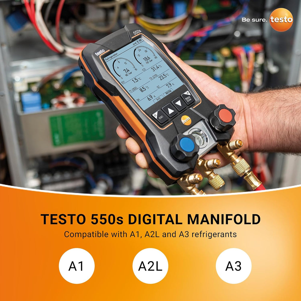 testo 550s AC Manifold Gauge Set – Manifold Gauges HVAC – Incl. 2 Wired Tempe...