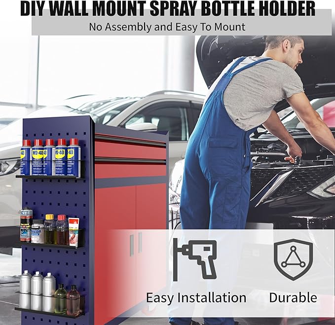 4 Pack Wall-Mounted Spray Bottle Holder, Aerosol Spray Can Holder Storage Rack