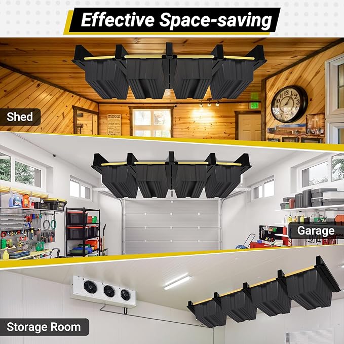 Overhead Garage Storage Rack 4-Bin, Heavy Duty Ceiling Racks w/ 400 LBS Load ...