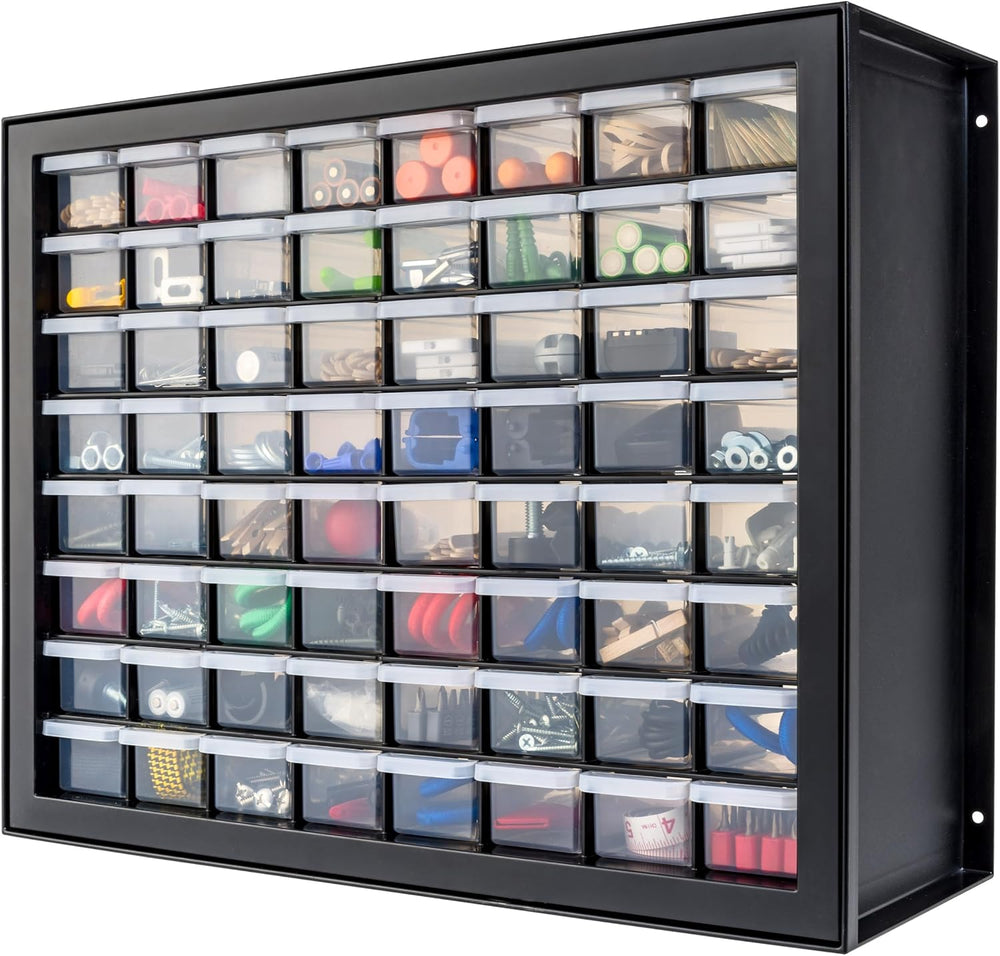 IRIS USA 64-Drawer Screw Organizer, Hardware Storage, Made in USA, Black
