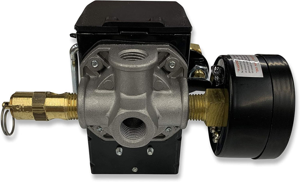 25 AMP Air Compressor Pressure Switch 4 Port 145-175 PSI w/Back Mount 0-200 P...