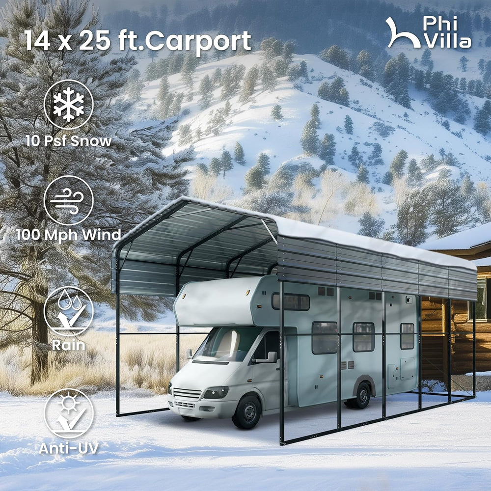 PHI VILLA 14X25 RV Carport, Metal Carports Canopy Heavy Duty Car Garage