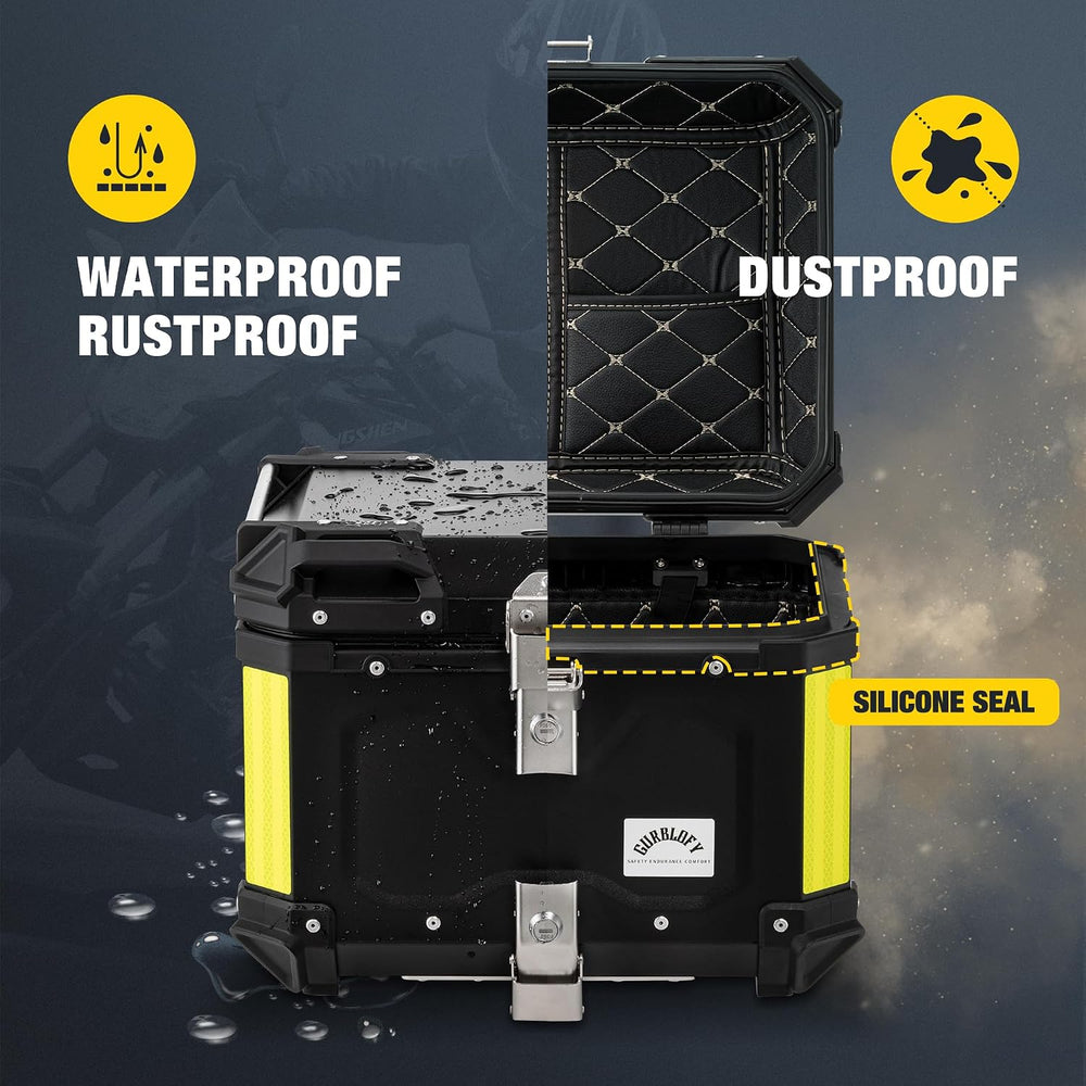 Motorcycle Top Case, 45L Aluminum Motorcycle Trunk, Tail Box Bag