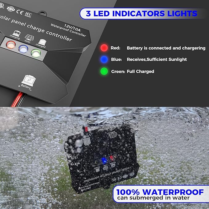 Solar Panel Kit 50W 12V, Solar Battery Trickle Charger Maintainer, Waterproof