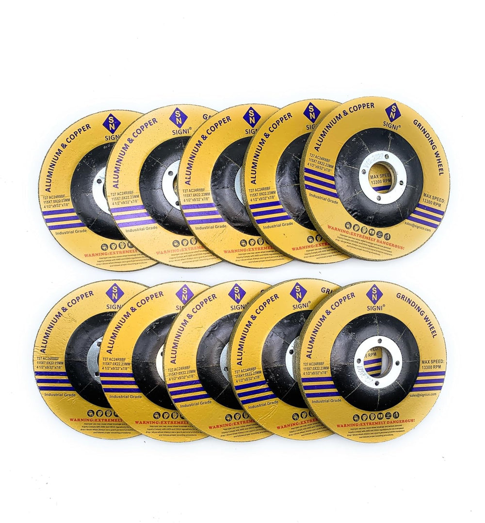 Signi Aluminum Grinding Wheel 4 1/2 for Aluminum Copper Non-Ferrous 10 Pack (...