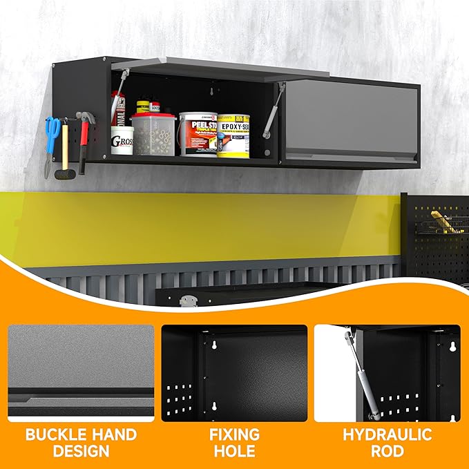 Metal Garage Wall Cabinet with Doors Side with Holes, 13.8" H 1 Door Sma...