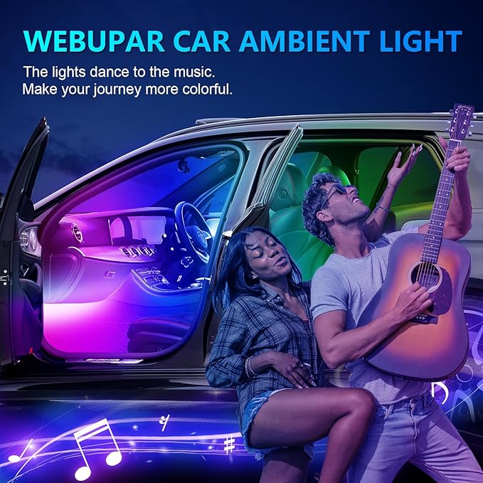 WEBUPAR Acrylic Interior Car Lights, Car Accessories 14 in 1 Car LED Strip