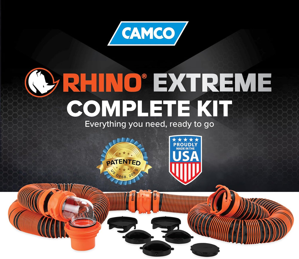 Camco RhinoEXTREME 20 Ft RV Sewer Hose Kit, Pre-Assembled, Swivel Fittings