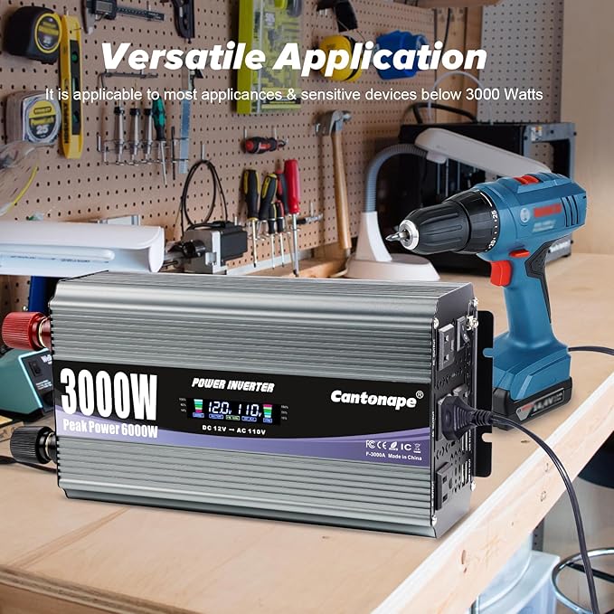 3000W Power Inverter 12V to 110V/120V DC to AC