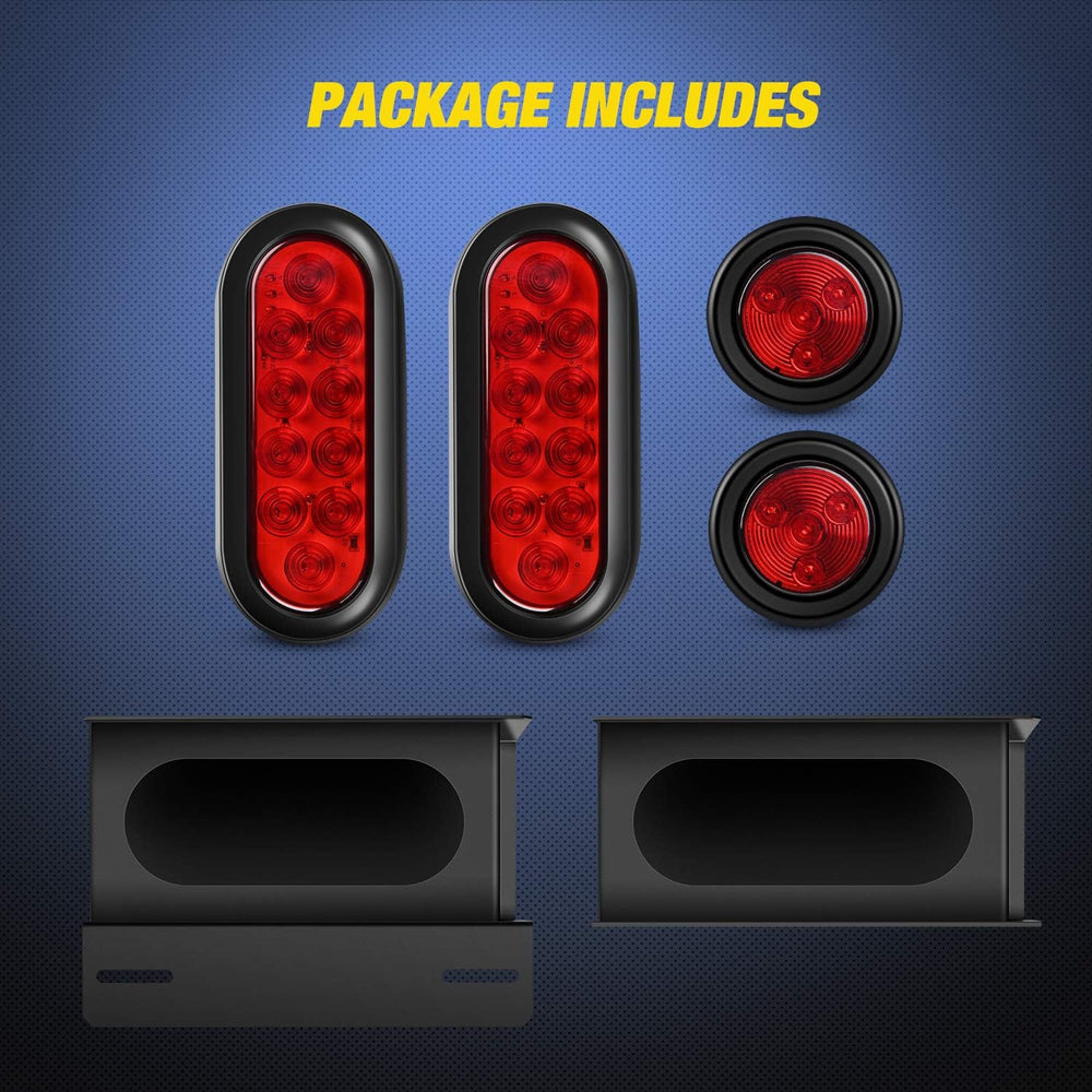Nilight Steel Weld-On Trailer Light Box Kit with 6 Inch Oval LED Tail Light