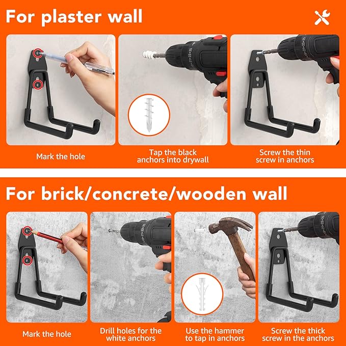 32 Pack Garage Hooks with Anti-Slip Coating Heavy Duty Wall Mount Hooks