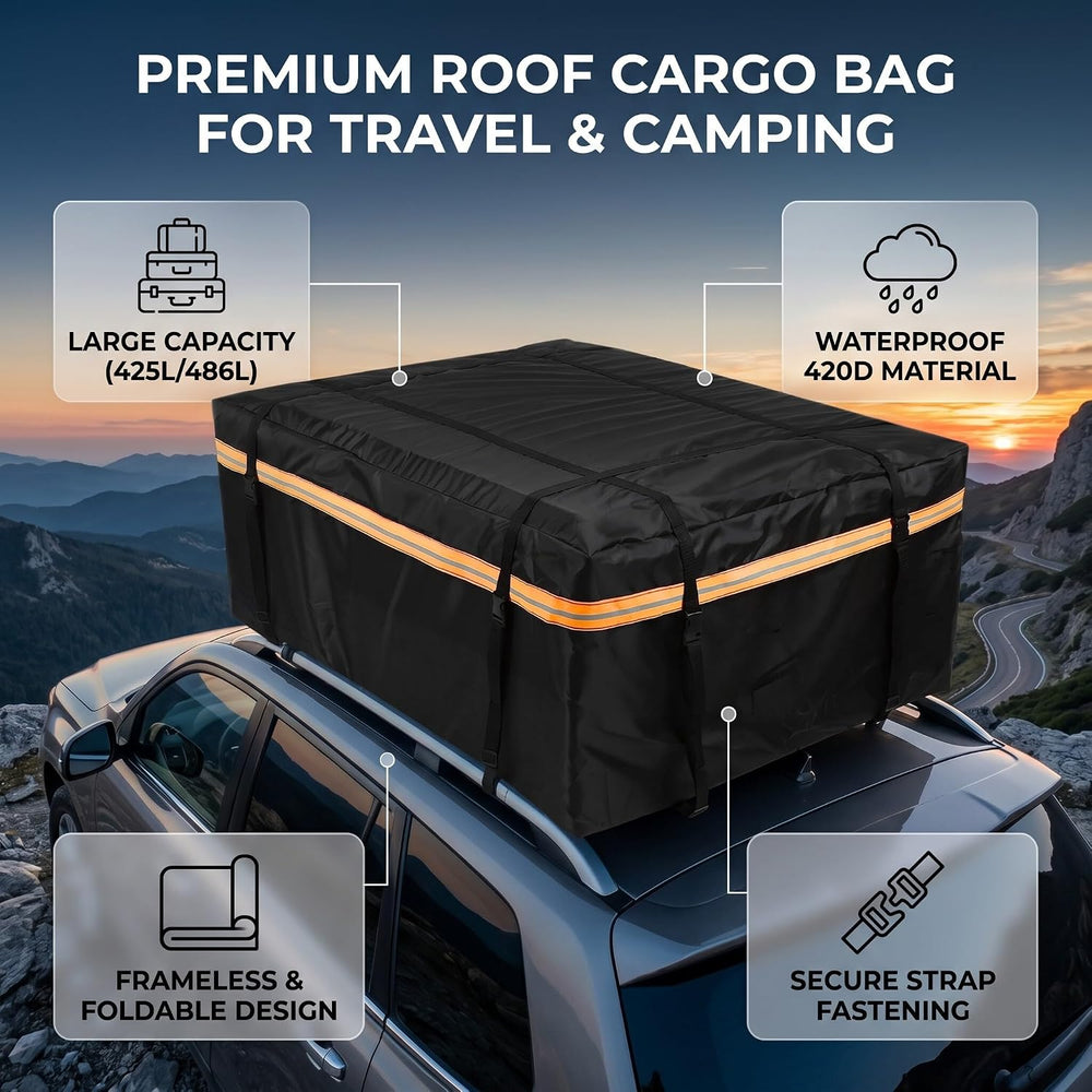 Large Capacity Water Proof Rooftop Cargo Bag, 425L 486L Universal Fit for Veh...