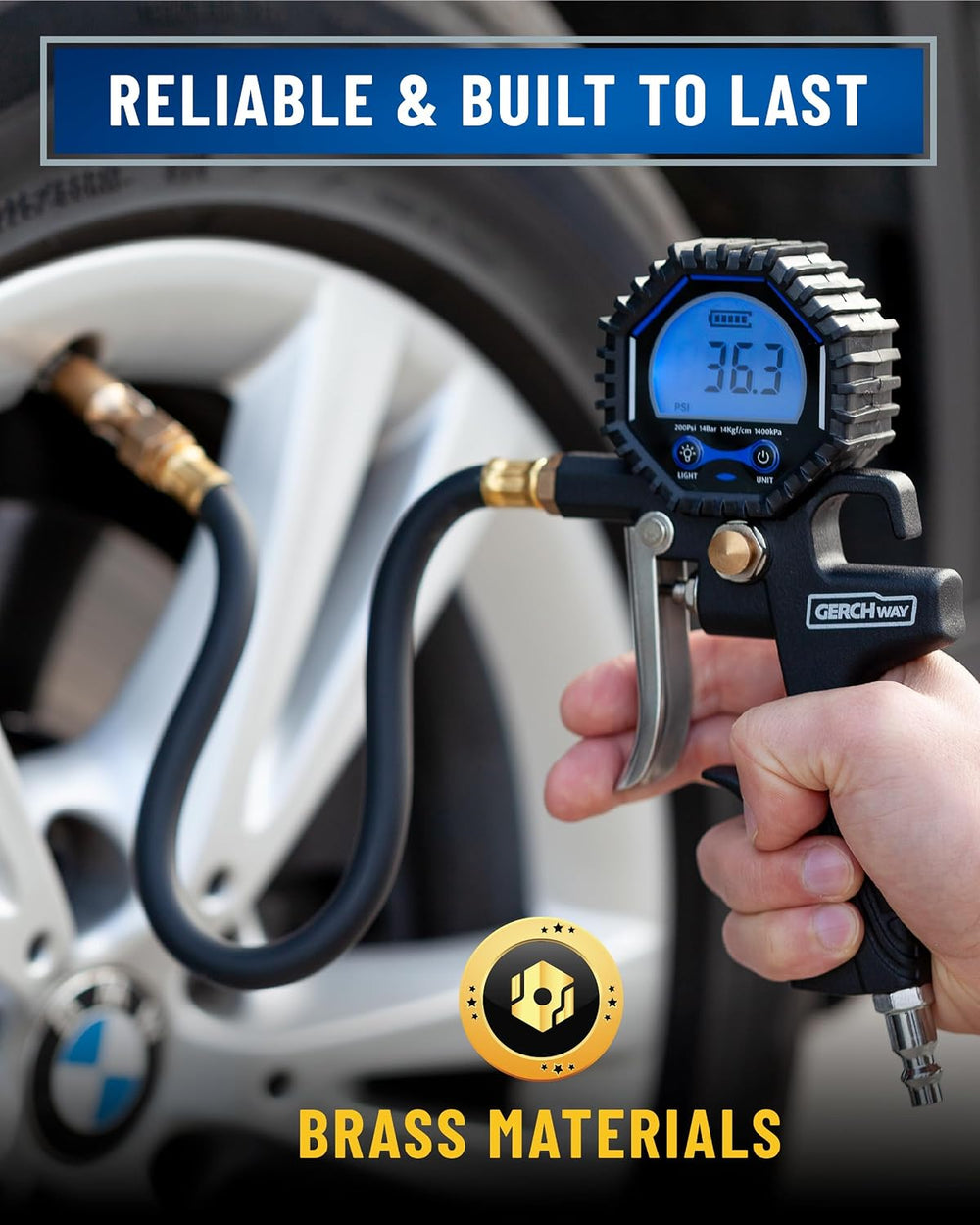 Digital Tire Pressure Gauge with Inflator for Air Compressor