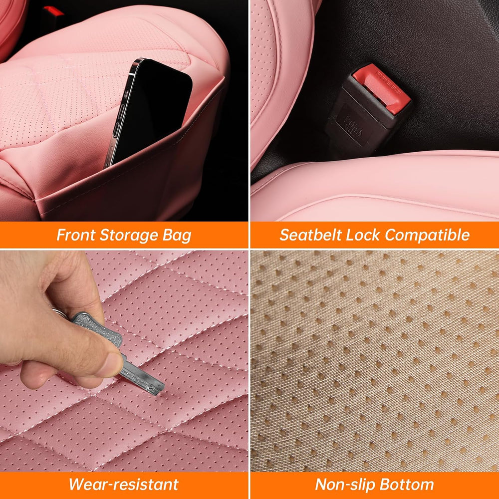 Pink Car Seat Covers Full Set Universal 5-Seater Full Coverage