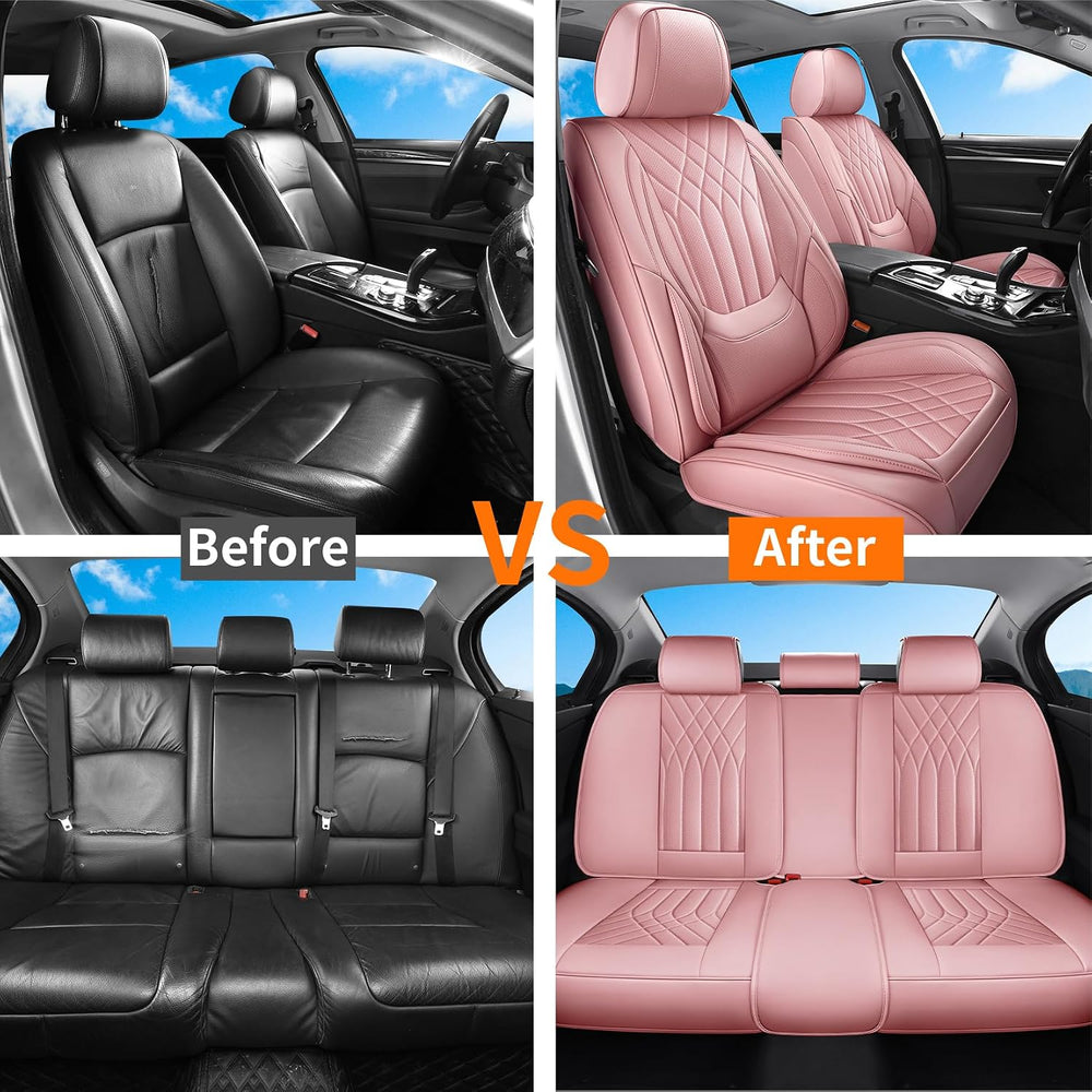 Pink Car Seat Covers Full Set Universal 5-Seater Full Coverage