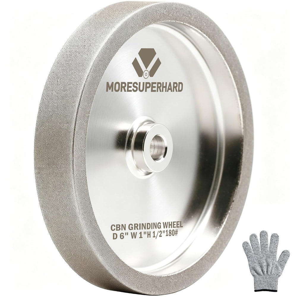 CBN Grinding Wheel 6 Inch 180 Grit, 1" Wide, 1/2" Arbor, for HSS To...