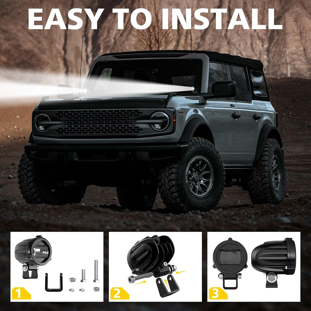 4WDKING 2" LED Motorcycle Lights 20W 2000LM Spot Driving Lights IP68(2PCS)