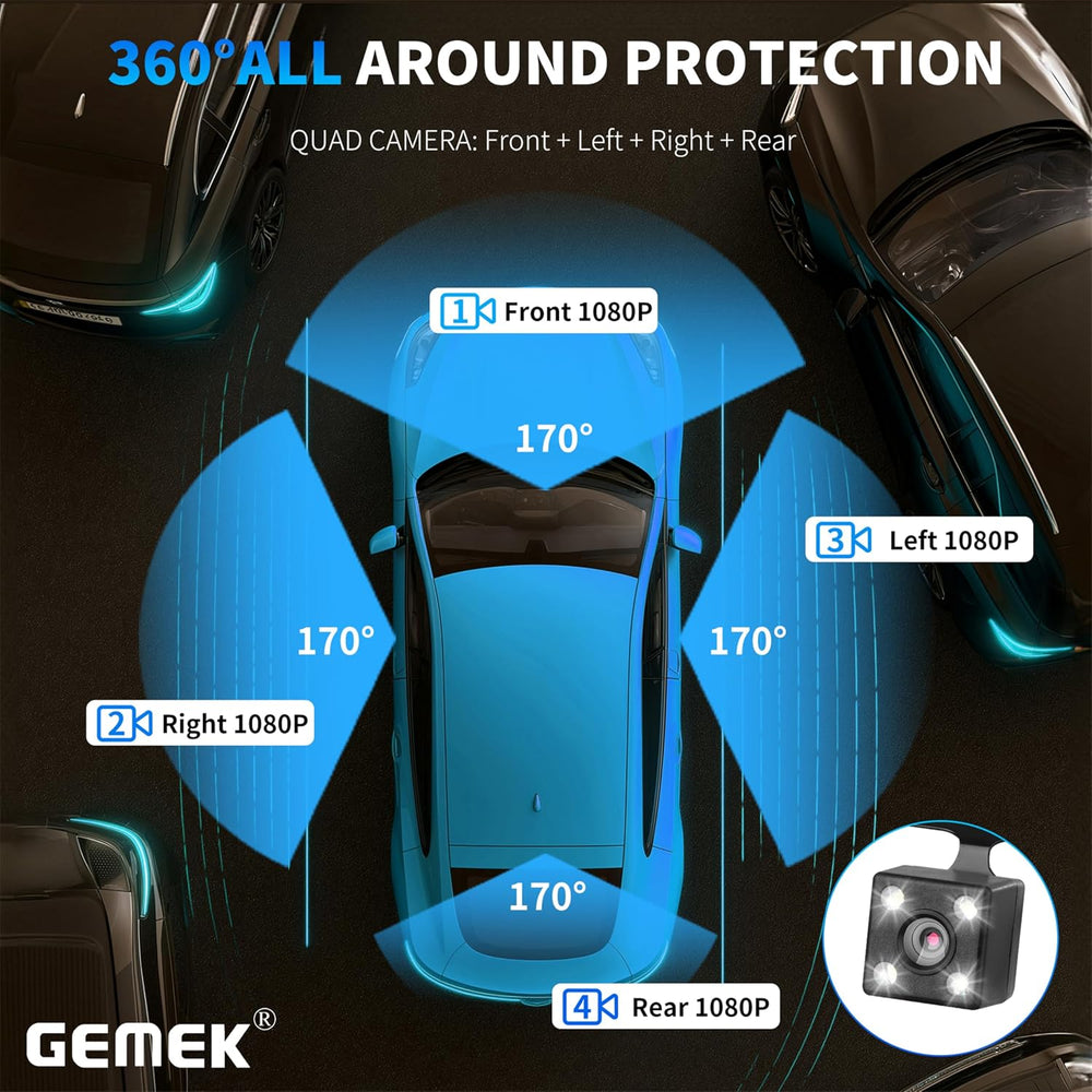 360 Degree View 4 Channel Dash Cam 5G WiFi & APP Control