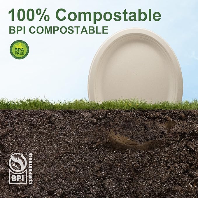 WELLIFE 100% Compostable Oval Paper Plates 12 Inch, Biodegradable Bagasse (12...