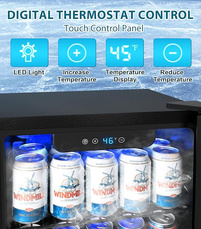 50 Cans Beverage Refrigerator Cooler, 1.3 Cu.ft Mini Fridge Countertop Drink