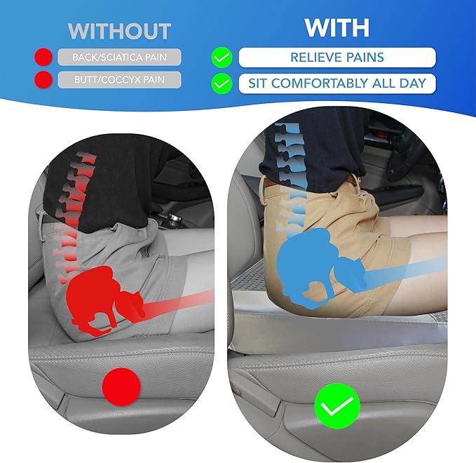 Car Seat Cushion, Comfortable Memory Foam Seat Pillow