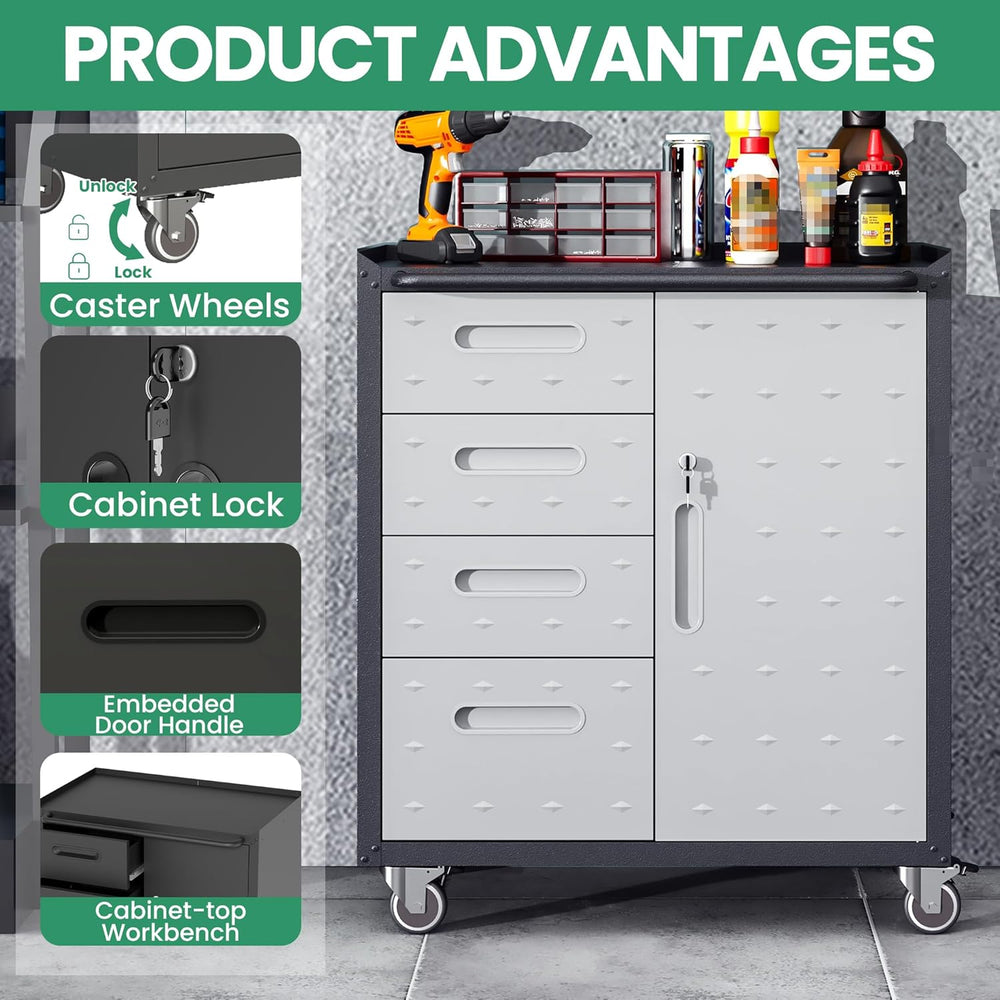 Metal Tool Cabinet, Garage Storage Cabinet System, Wall Cabinet & Locking