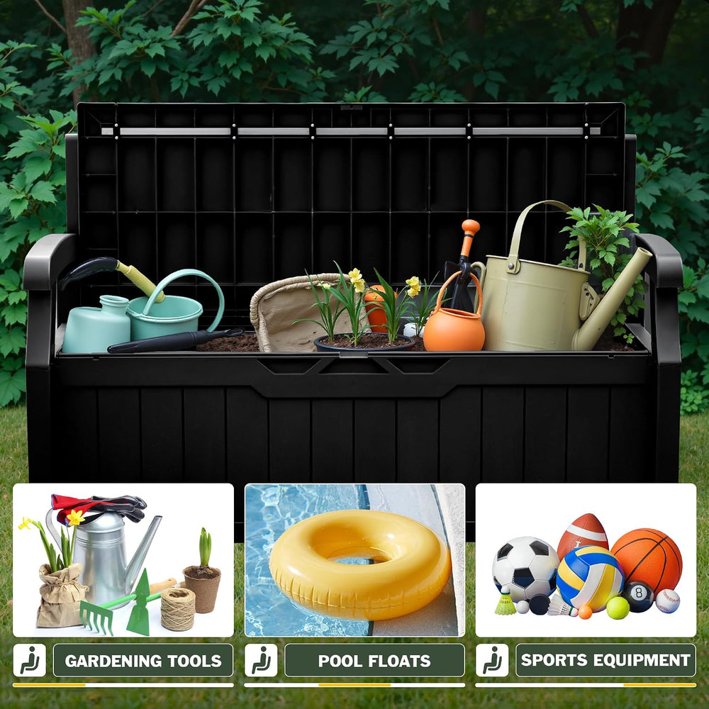 Flamaker 80 Gallon Storage Bench, Deck Box with Seat Waterproof All-Weather