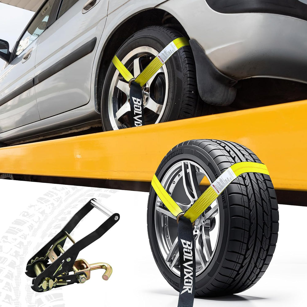 4 Pack Car Tie Down Straps for Trailers 2" x 96" - 9900LBS Break St...