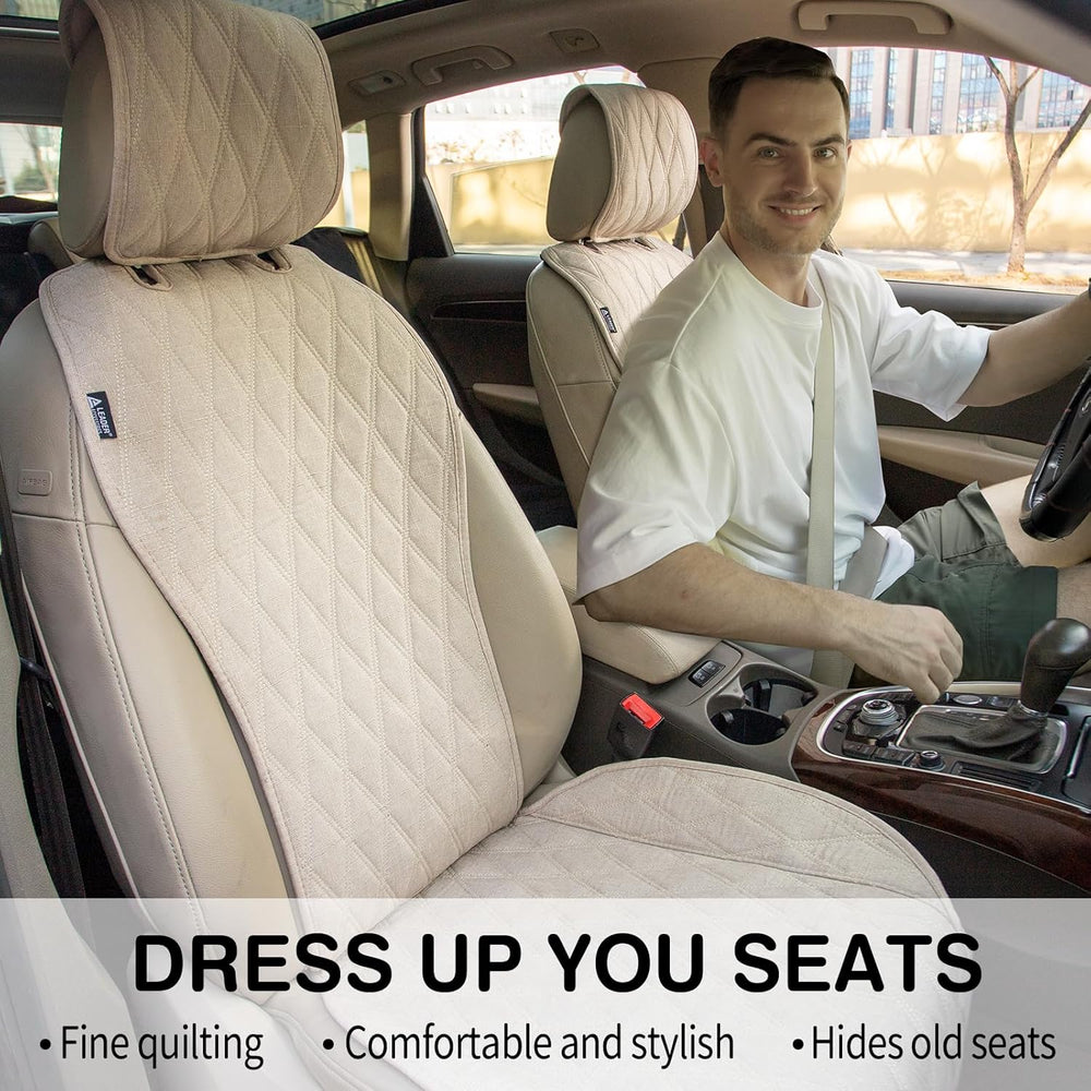 Leader Accessories 2pcs Sideless Front Seat Covers for All Seasons, Beige