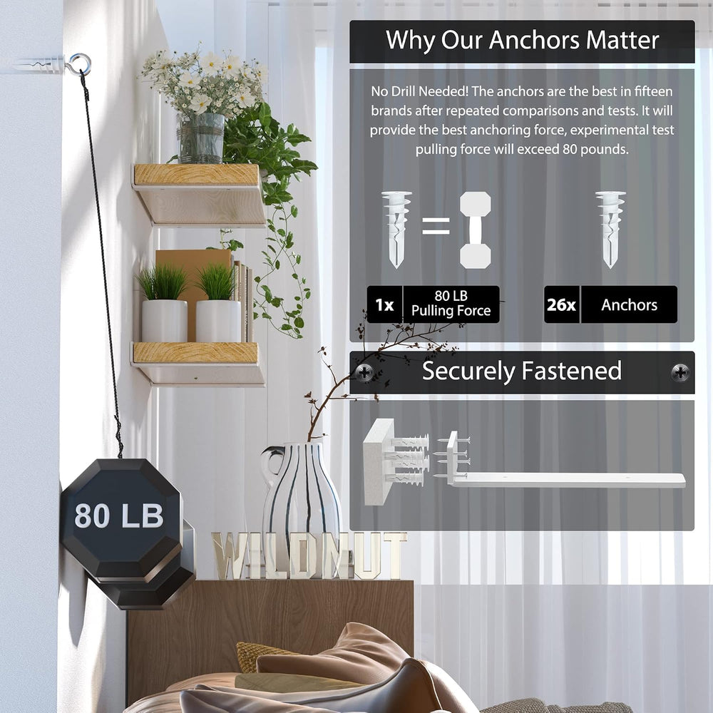 Floating Shelf Brackets 10 Inch 6 Pack, Hidden L Brackets for Shelves White