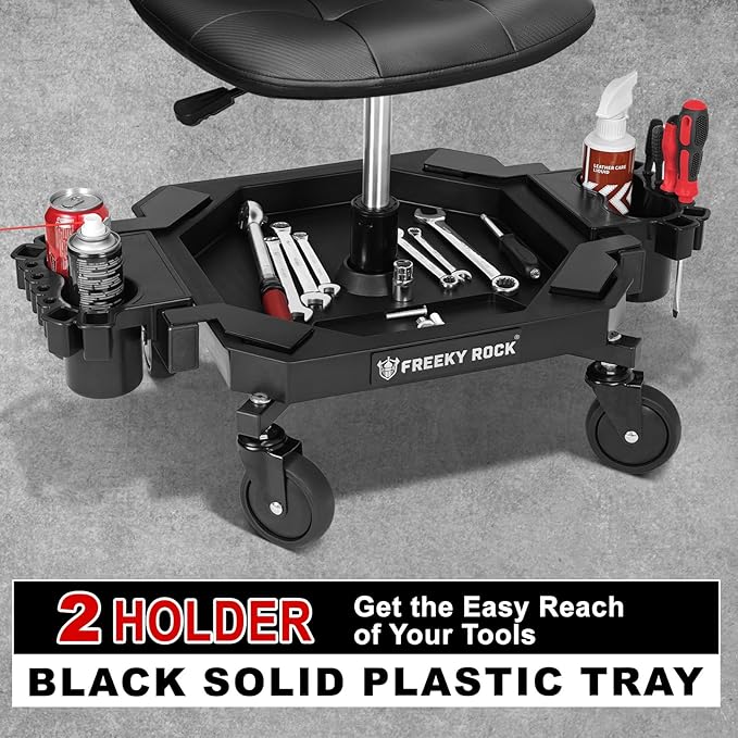 Rolling Stool with Wheels, Adjustable Height Pneumatic Garage Work Mechanic