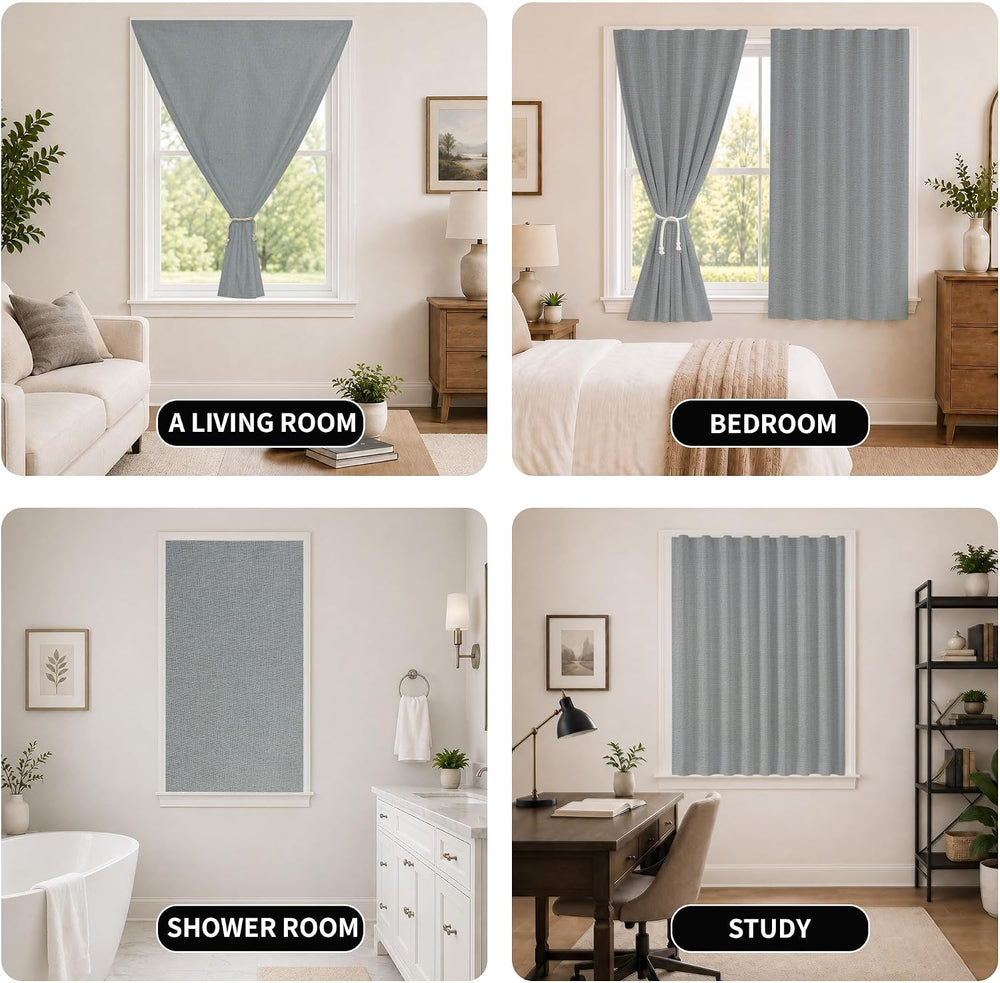 Adhesive Blackout Curtains for Blinds, Stick On Curtains No Drill Needed, 100...