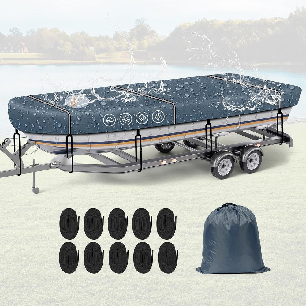 Jon Boat Cover 14-16FT, 900D Waterproof Trailerable Boat Cover