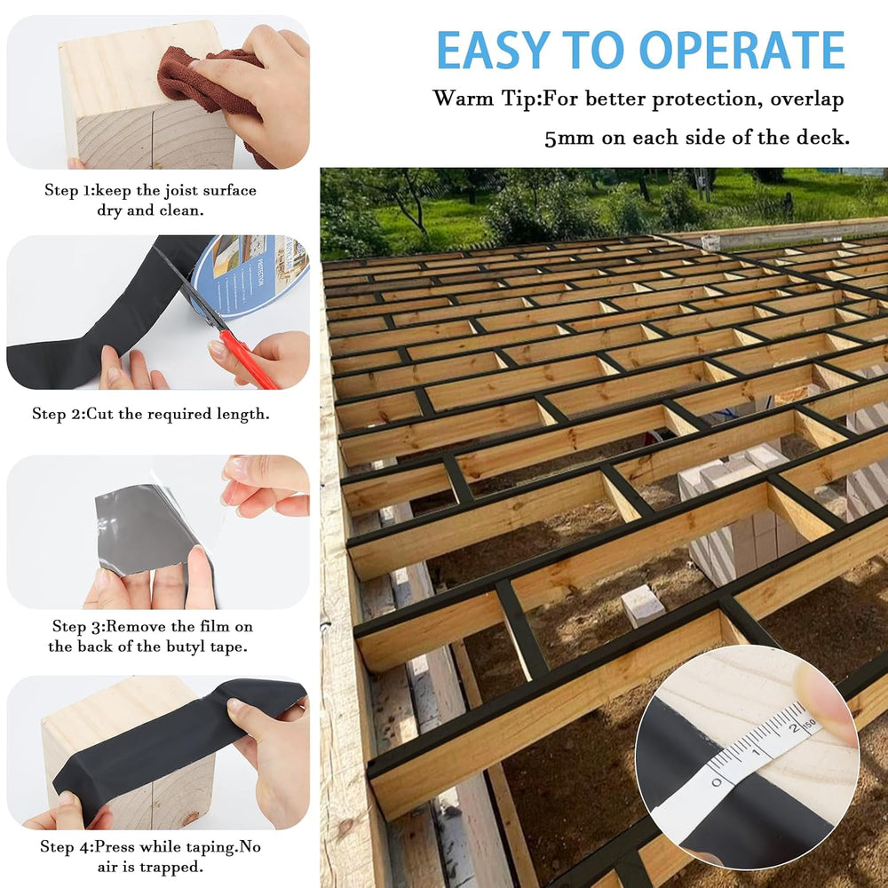 Butyl Joist Tape for Decking 2''×50', 6 Pack Weather-Resistant De...