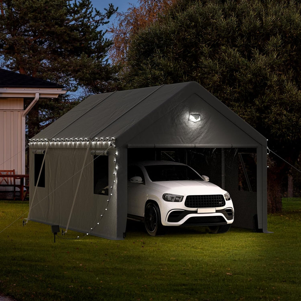 10x20 Heavy Duty Carport, Portable Garage with Doors & Windows